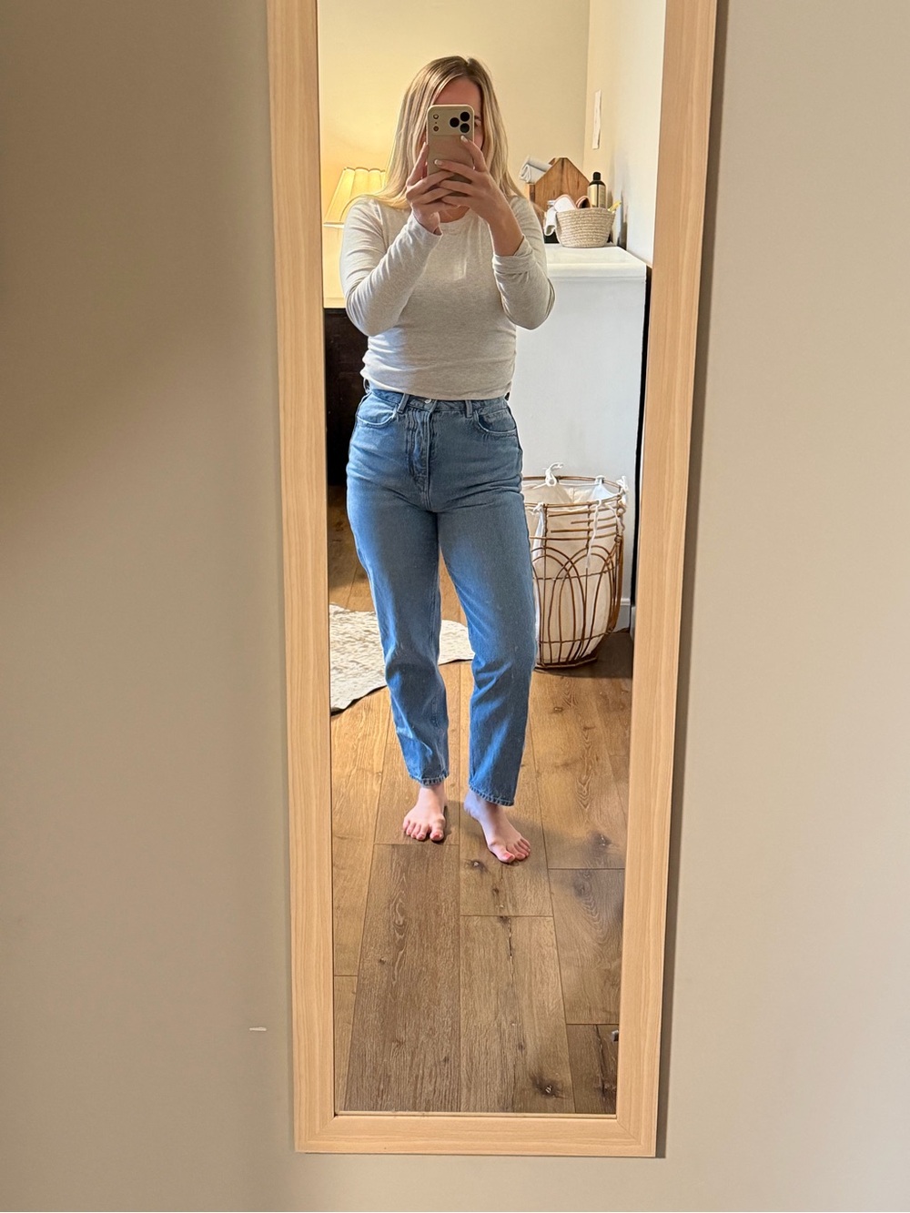 Zara Light Blue High-Waist Straight-Leg Jeans
